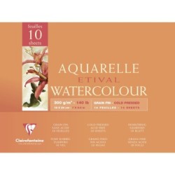 Bloc aquarelle encollé 4 côtés Etival 10 feuilles 300g - Grain fin - 18 x 24 cm