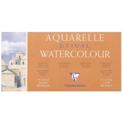 Bloc aquarelle encollé 4 côtés Etival 10 feuilles 300g - Grain fin - 20 x 40 cm