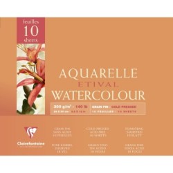 Bloc aquarelle encollé 4 côtés Etival 10 feuilles 300g - Grain fin - 24 x 30 cm