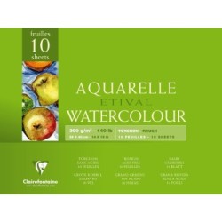 Bloc aquarelle encollé 4 côtés Etival 10 feuilles 300g - Grain torchon - 36 x 48 cm