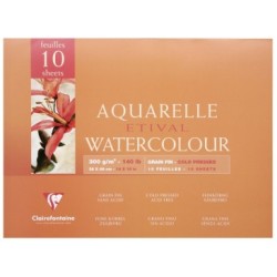 Bloc aquarelle encollé 4 côtés Etival 10 feuilles 300g - Grain fin - 36 x 48 cm