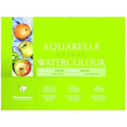 Bloc aquarelle encollé 4 côtés Etival 25 feuilles 300g - Grain torchon - 30 x 40 cm