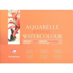 Bloc aquarelle encollé 4 côtés Etival 25 feuilles 300g - Grain fin - 30 x 40 cm