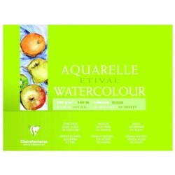 Bloc aquarelle encollé 4 côtés Etival 25 feuilles 300g - Grain torchon - 36 x 48 cm