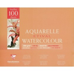 Bloc papier aquarelle encollé Etival 100 feuilles 300g