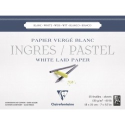 Bloc papier Ingres Pastel 130g blanc - 18 x 24 cm