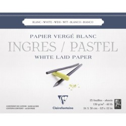Bloc papier Ingres Pastel 130g blanc - 24 x 30 cm