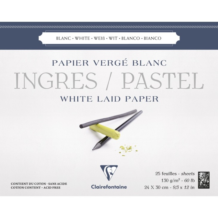 Bloc papier Ingres Pastel 130g blanc