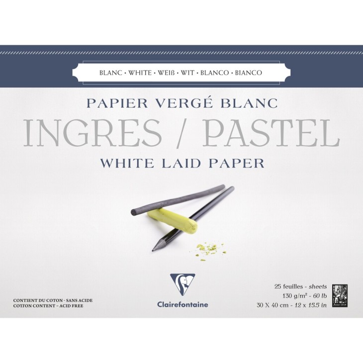 Bloc papier Ingres Pastel 130g blanc