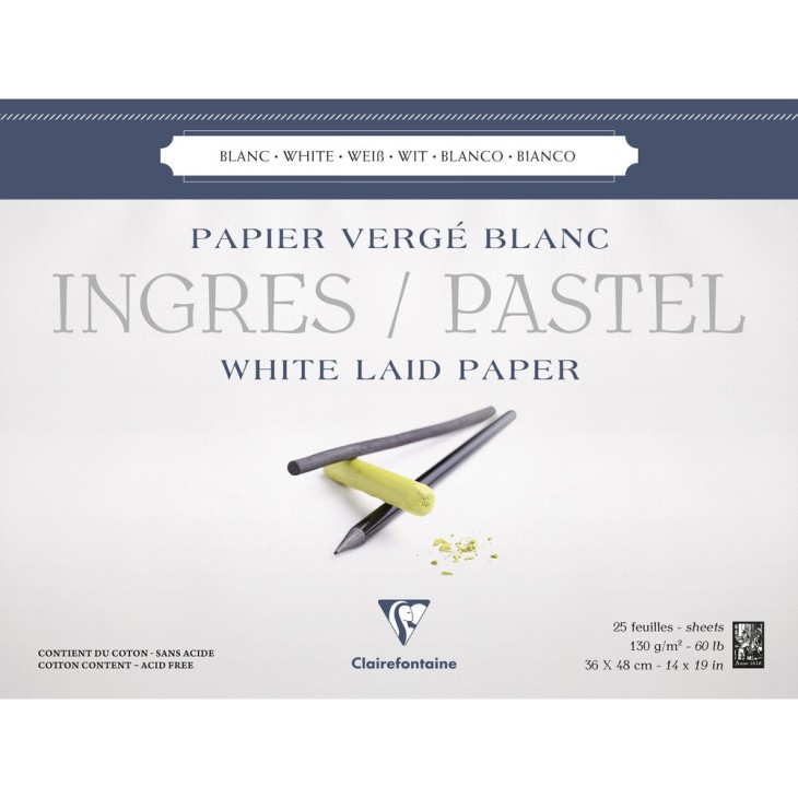 Bloc papier Ingres Pastel 130g blanc