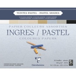 Bloc papier Ingres Pastel 130g assortiment pastel - 24 x 30 cm