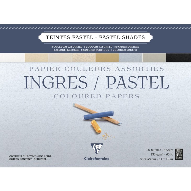 Bloc papier Ingres Pastel 130g assortiment pastel