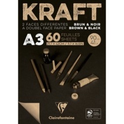 Bloc papier dessin encollé Kraft - 29,7 x 42 cm - 90 g/m²