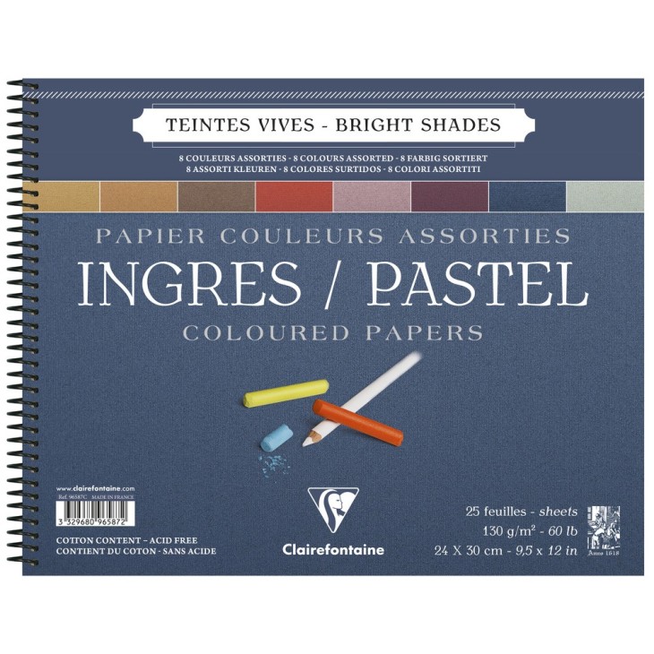 Bloc papier Ingres Pastel 130g assortiment vif