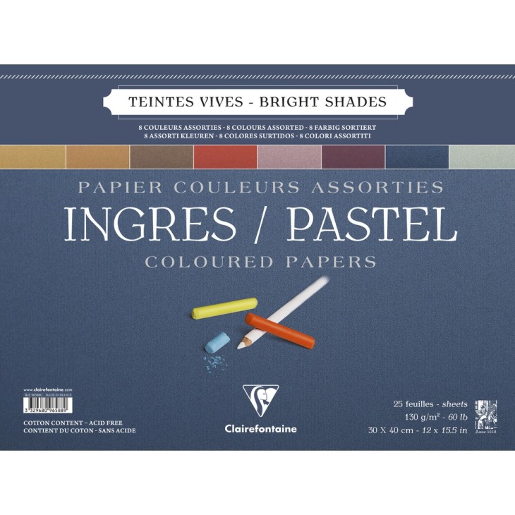 Bloc papier Ingres Pastel 130g assortiment vif