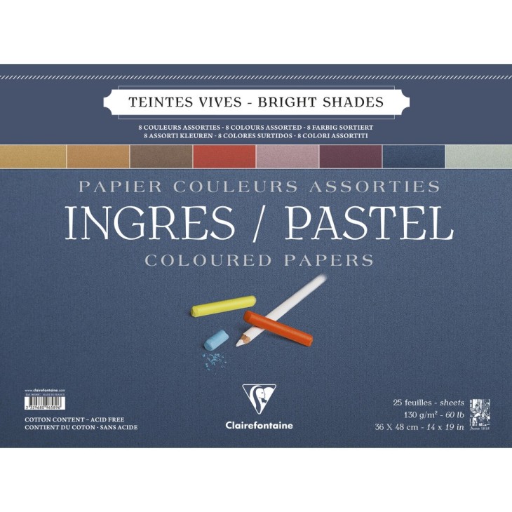 Bloc papier Ingres Pastel 130g assortiment vif