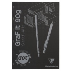 Bloc papier sketch agrafé sketch Graf'IT 90g - Noir - Agrafée grand côté - 29,7 x 42 cm