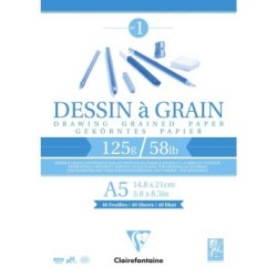 Bloc papier Dessin à Grain encollé - 14,8 x 21 cm - 125 g/m²