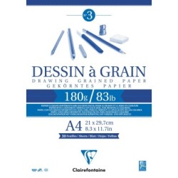 Bloc papier Dessin à Grain encollé - 21 x 29,7 cm - 180 g/m²