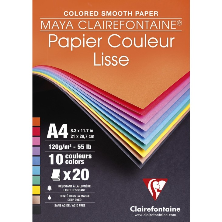 Bloc papier dessin couleur vives lisse Maya