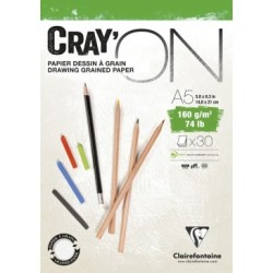 Bloc papier croquis encollé Cray'ON - 14,8 x 21 cm - 160 g/m²