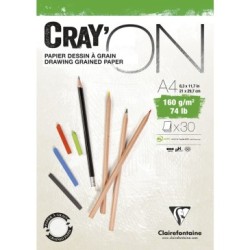 Bloc papier croquis encollé Cray'ON - 21 x 29,7 cm - 160 g/m²