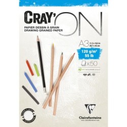 Bloc papier croquis encollé Cray'ON - 29,7 x 42 cm - 120 g/m²