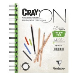 Bloc papier croquis spiralé Cray'ON - 14,8 x 21 cm - 160 g/m²