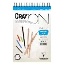 Bloc papier croquis spiralé Cray'ON - 21 x 29,7 cm - 120 g/m²