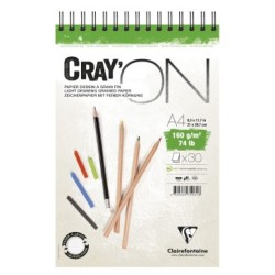 Bloc papier croquis spiralé Cray'ON - 21 x 29,7 cm - 160 g/m²