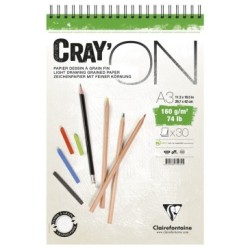 Bloc papier croquis spiralé Cray'ON - 29,7 x 42 cm - 160 g/m²