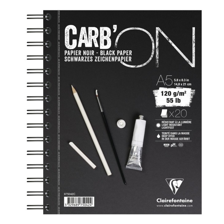 Bloc papier dessin noir Carb'ON 120g