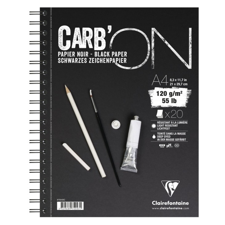 Bloc papier dessin noir Carb'ON 120g