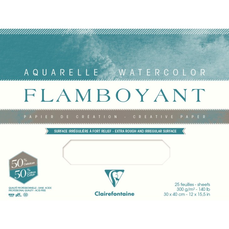 Bloc papier aquarelle encollé Flamboyant 300g