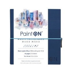 Carnet papier multi-techniques PaintON 250g - Bleu nuit - Blanc - 14 x 14 cm