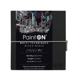 Carnet papier multi-techniques PaintON 250g - Noir - Noir - 14 x 14 cm