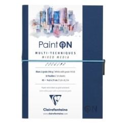 Carnet papier multi-techniques PaintON 250g - Bleu nuit - Blanc - 14,8 x 21 cm