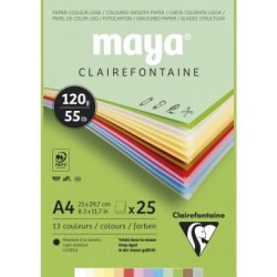 Bloc papier dessin couleur pastel lisse Maya - 21 x 29,7 cm - 120 g/m²