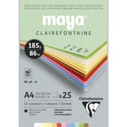 Bloc papier dessin couleur pastel lisse Maya - 21 x 29,7 cm - 185 g/m²