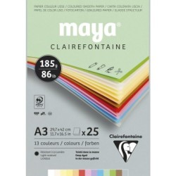 Bloc papier dessin couleur pastel lisse Maya - 29,7 x 42 cm - 185 g/m²