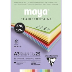 Bloc papier dessin couleur pastel lisse Maya - 29,7 x 42 cm - 270 g/m²