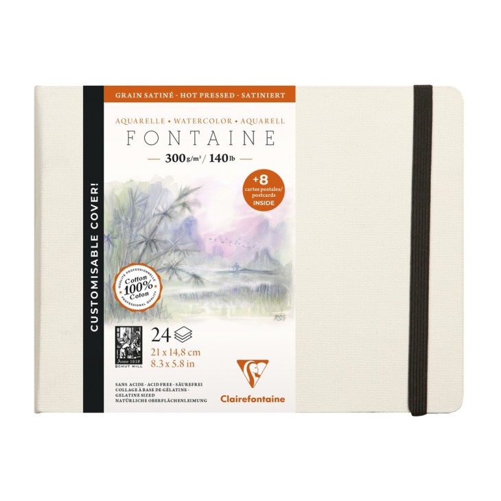 Carnet papier aquarelle cousu Fontaine 300g