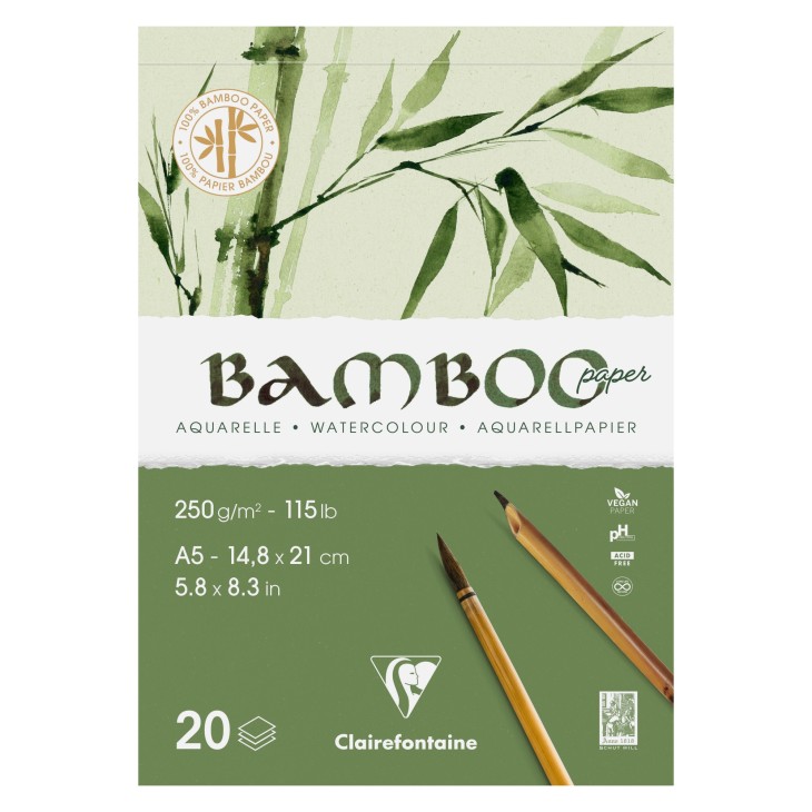 Bloc papier aquarelle Bamboo grain fin 250g