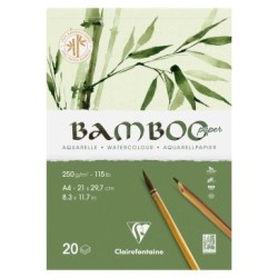 Bloc papier aquarelle Bamboo grain fin 250g - Encollée - 21 x 29,7 cm