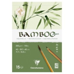 Bloc papier aquarelle Bamboo grain fin 250g - Encollée - 29,7 x 42 cm