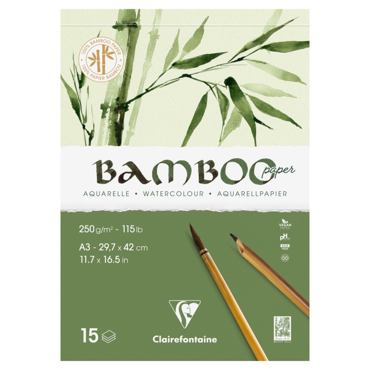 Bloc papier aquarelle Bamboo grain fin 250g