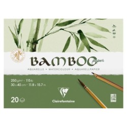 Bloc papier aquarelle Bamboo grain fin 250g - Encollée 2 côtés - 30 x 40 cm