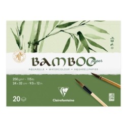 Bloc papier aquarelle Bamboo grain fin 250g - Encollée 2 côtés - 32 x 24 cm