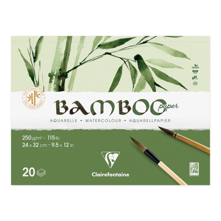 Bloc papier aquarelle Bamboo grain fin 250g