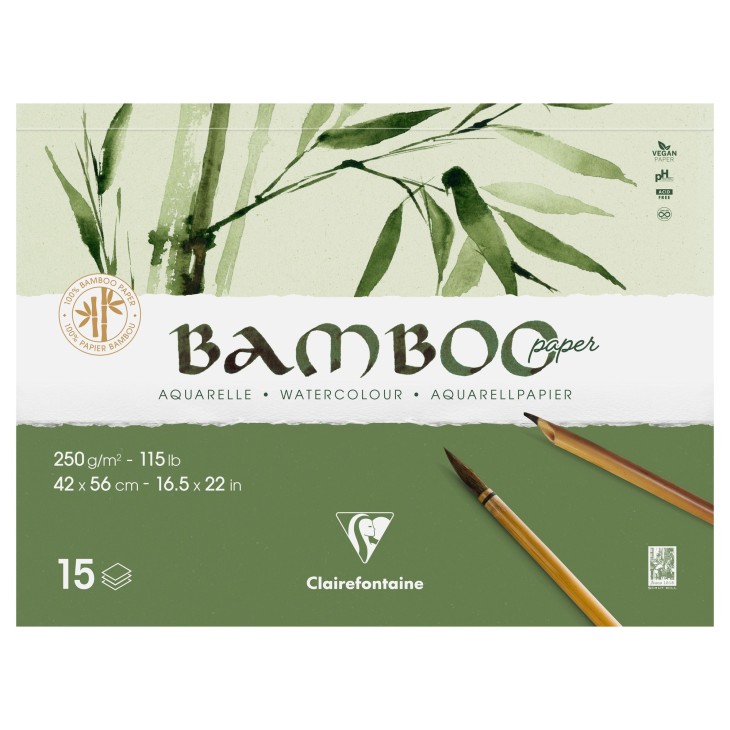 Bloc papier aquarelle Bamboo grain fin 250g